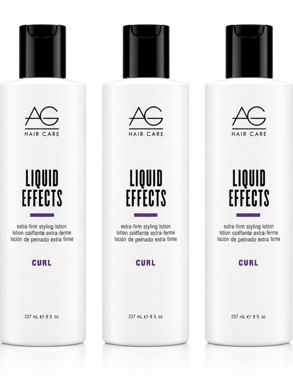 AG Hair Care Liquid Effects Curl Extra-Firm Styling Lotion 8 fl oz Lot of 3